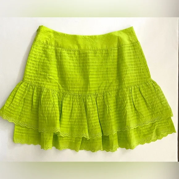 FARM Rio Skirt Neon Green Ruffled Mini Skirt size Large - Picture 6 of 11